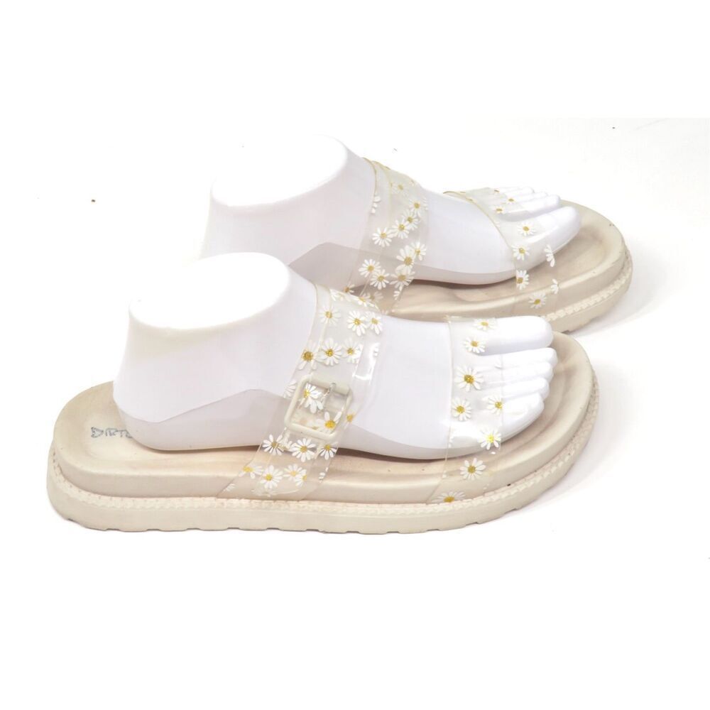 Dirty Laundry Clear Strap Daisy Slide Platform Sandal Women Size 10